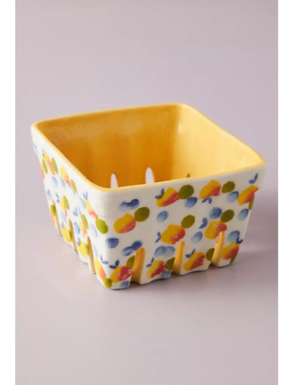 New Anthropologie Berry Basket Yellow Pattern